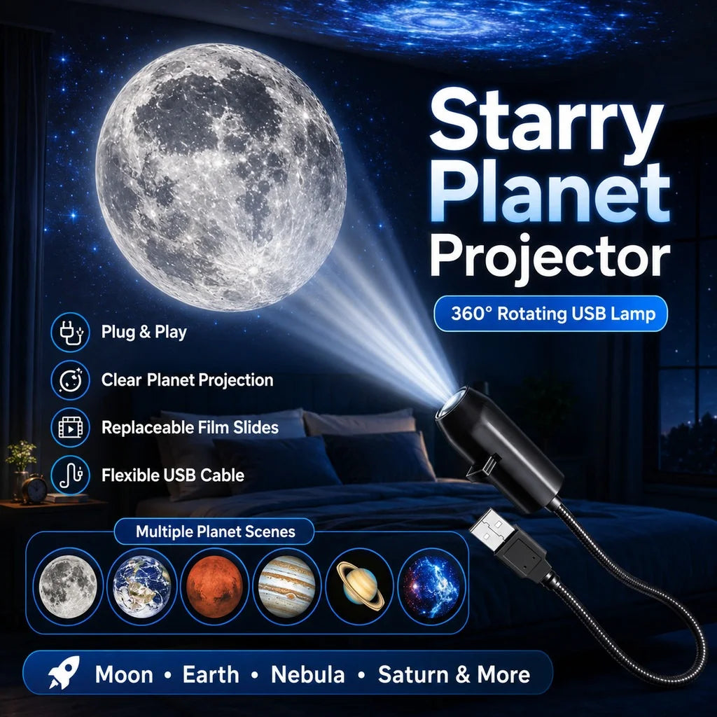 USB Ceiling Moon Earth Projection Atmosphere Light Starry Sky Lamp Night Light Romantic Bedroom Decoration Projector With 6 Lenses
